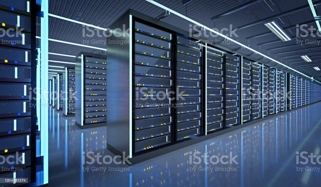 View of a Server room data center - 3d rendering